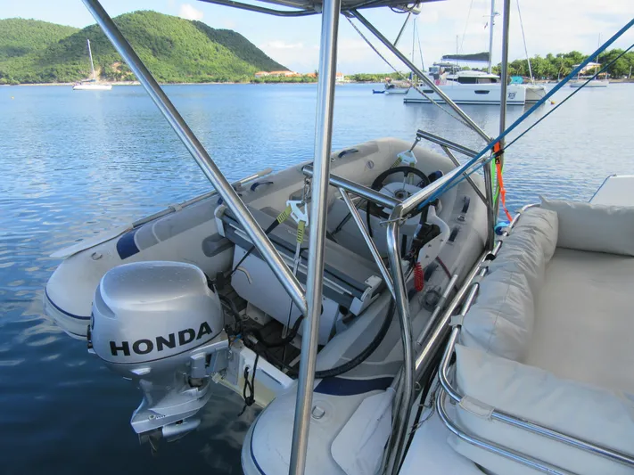 Lady Ana Yacht Photos Pics Inflatable boat with Honda motor on Bali 4.1, 2020 model, docked in scenic bay.