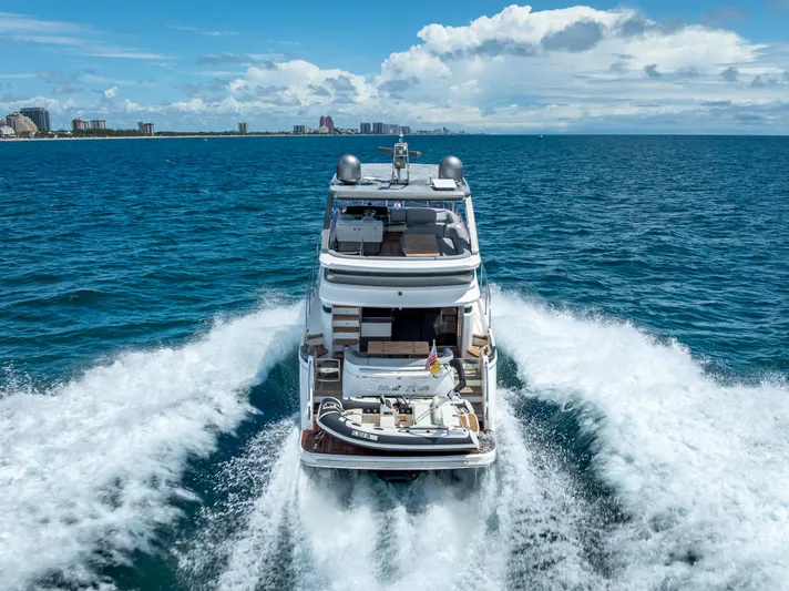  Yacht Photos Pics Luxury Princess F55 yacht cruising on open sea, 2018 model.