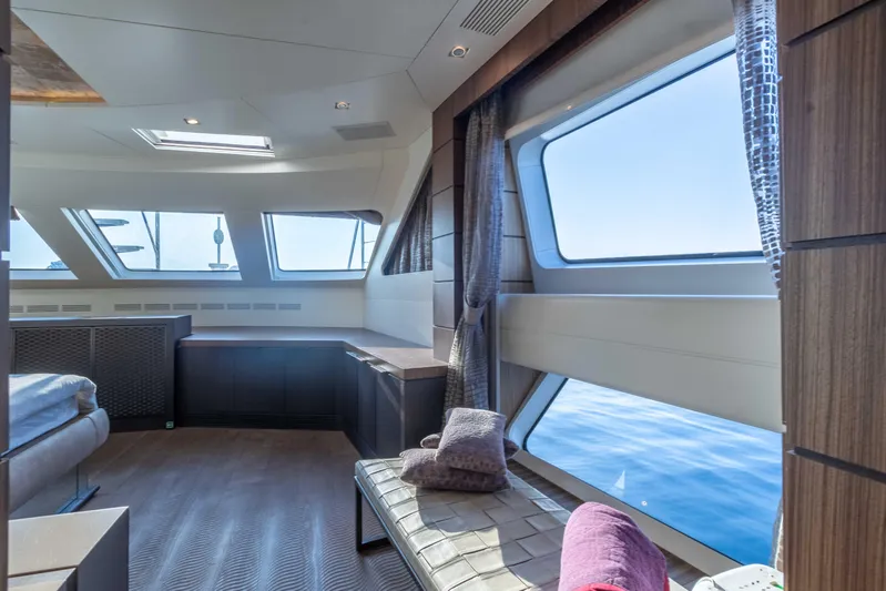 Safad Yacht Photos Pics Luxurious interior of 2015 Benetti 121 yacht with panoramic ocean views.