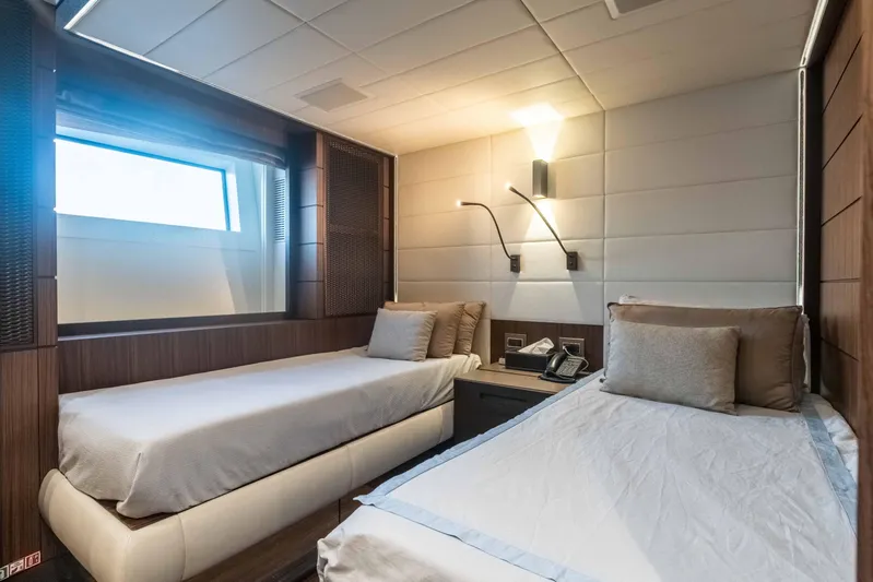 Safad Yacht Photos Pics Luxurious twin bedroom on a 2015 Benetti 121 yacht.