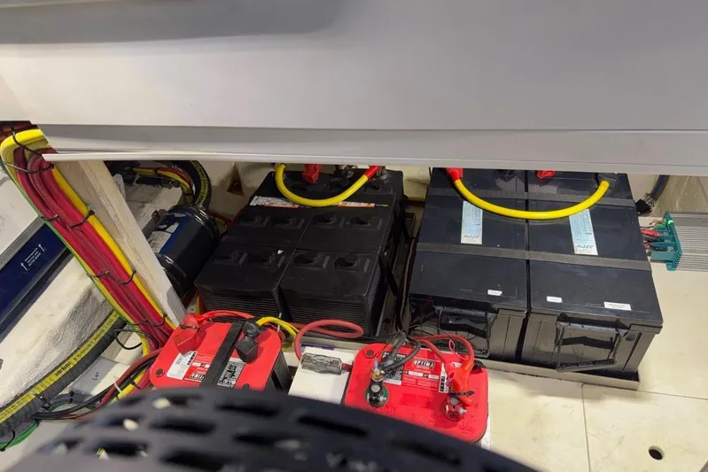  Yacht Photos Pics Electrical system of 2019 Galeon 470 Sky yacht with batteries and wiring.