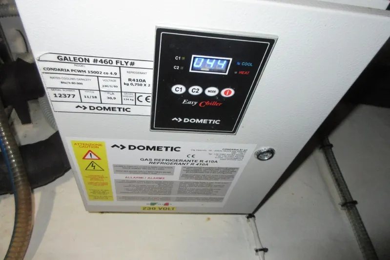  Yacht Photos Pics Dometic cooling system panel on 2019 Galeon 470 Sky yacht, displaying temperature settings.