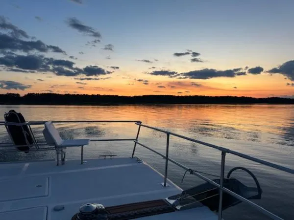 Bobcat Yacht Photos Pics Sunset view from Cruiser Cats Havana 38 yacht, 2010 model, on calm waters.