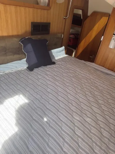 Bobcat Yacht Photos Pics Interior cabin of 2010 Cruiser Cats Havana 38 with bed and pillow.