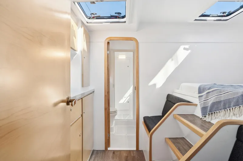 Carolina Red Yacht Photos Pics Interior of 2024 St Francis 460 yacht, featuring modern design and natural light.