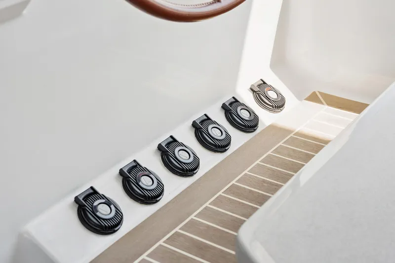 Carolina Red Yacht Photos Pics 2024 St Francis 460 yacht foot pedals on sleek deck.