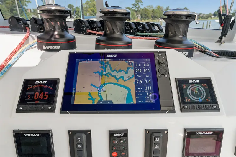 Carolina Red Yacht Photos Pics 2024 St Francis 460 yacht navigation system with B&G displays and Harken winches.