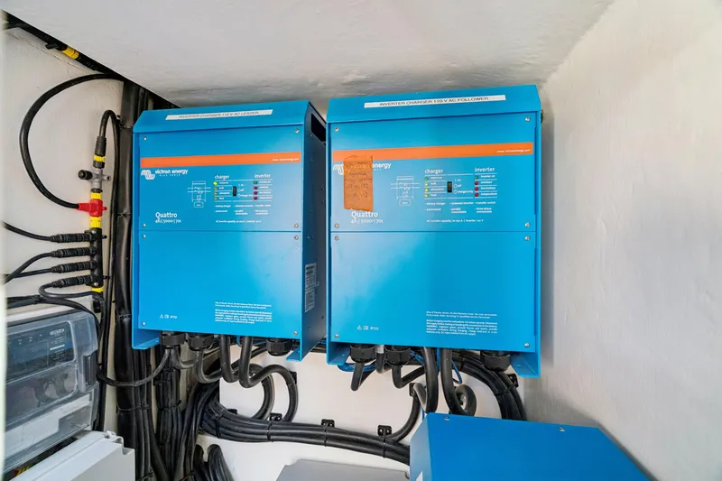 Carolina Red Yacht Photos Pics 2024 St Francis 460 electrical system with dual Victron Energy Quattro inverters.