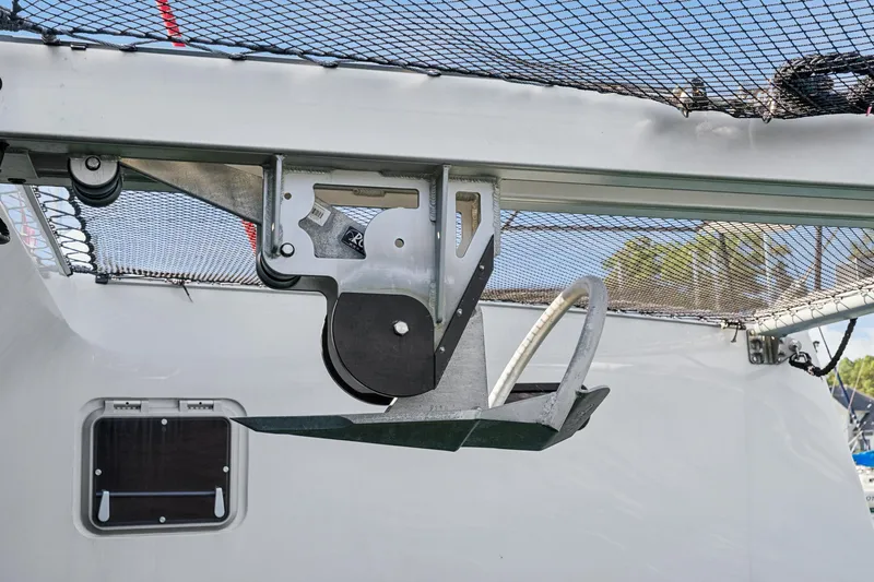 Carolina Red Yacht Photos Pics Anchor mechanism on 2024 St Francis 460 catamaran, featuring a modern design and sturdy construction.