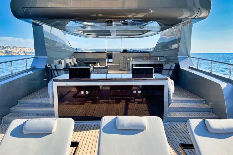 Smooth Operator Yacht Photos Pics Luxurious 2011 Jongert 39m yacht deck with modern seating and ocean view.