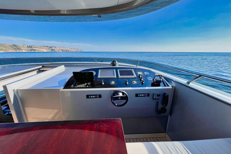 Smooth Operator Yacht Photos Pics Helm of 2011 Jongert 39m yacht with ocean view and modern controls.