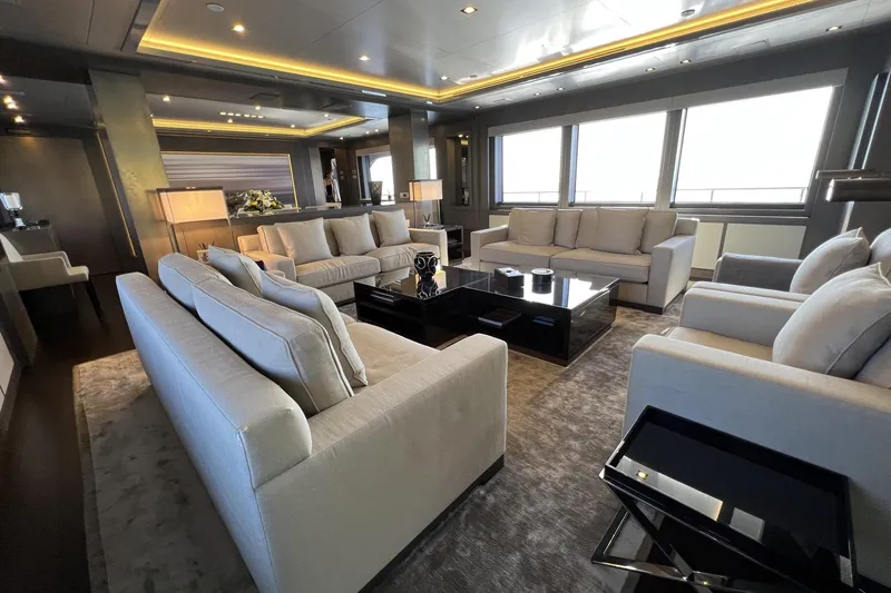 Smooth Operator Yacht Photos Pics Luxurious interior of 2011 Jongert 39m yacht with elegant seating and modern decor.
