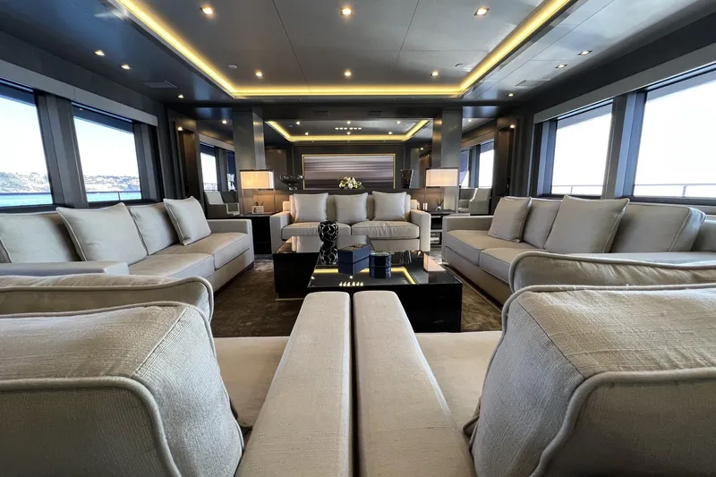 Smooth Operator Yacht Photos Pics Luxurious interior of 2011 Jongert 39m yacht with elegant seating and modern decor.