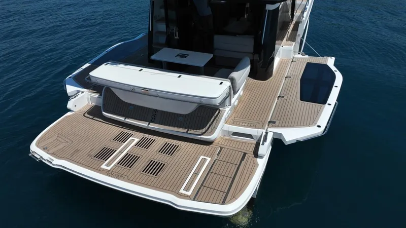  Yacht Photos Pics 2024 Galeon 440 Fly yacht with spacious deck and modern design on calm water.