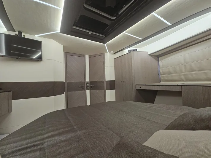  Yacht Photos Pics Luxurious interior of 2024 Galeon 440 Fly yacht with modern design and elegant furnishings.