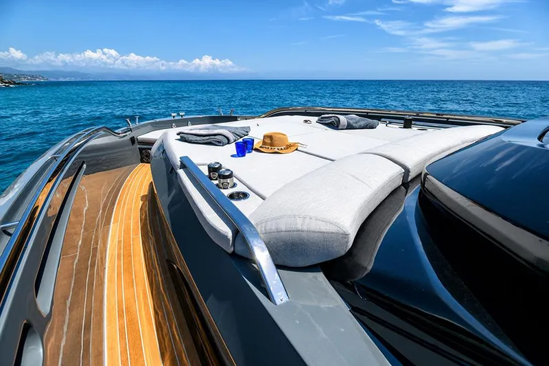 Kawa Yacht Photos Pics Manufacturer Provided Image: Luxury SACS Rebel 55 yacht 2023 with sunbathing deck on open sea.