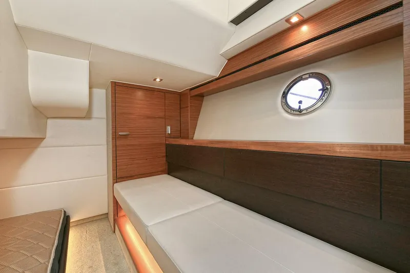 Double Diamond Yacht Photos Pics 2018 Tiara Yachts 39 Coupe interior with sleek wood finish and modern design.