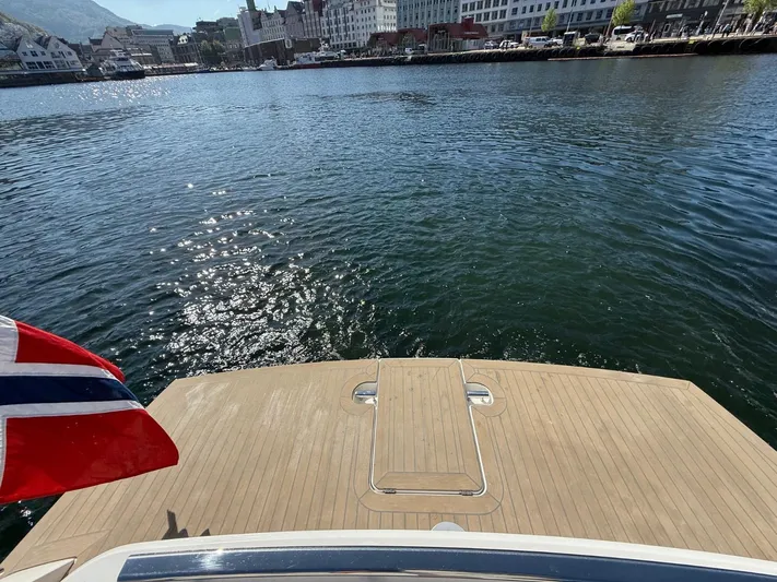  Yacht Photos Pics 2023 Windy 37 Shamal yacht with Norwegian flag on calm water.