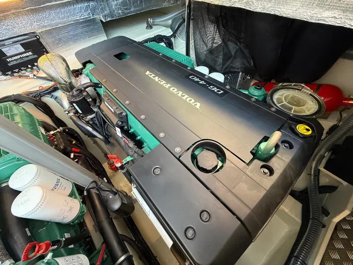  Yacht Photos Pics Engine compartment of 2023 Windy 37 Shamal featuring Volvo Penta D6-440 engine.