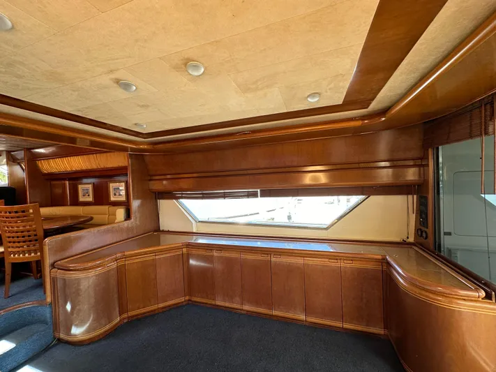  Yacht Photos Pics Luxurious interior of 1998 Ferretti Yachts 80 with elegant wood paneling.