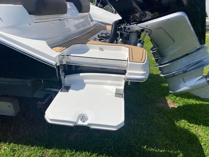 2020 Sea Ray 290 Sdx Ob Yacht Photos Pics 2020 Sea Ray SDX 290 Outboard swim platform and engine detail.