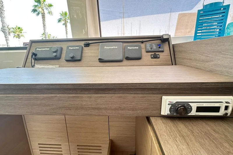  Yacht Photos Pics Control panel of a 2016 Bali 4.0 catamaran with Raymarine equipment.