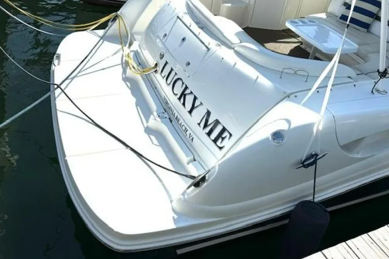  Yacht Photos Pics 2003 Sea Ray 420 Sundancer yacht named "Lucky Me" docked at marina.