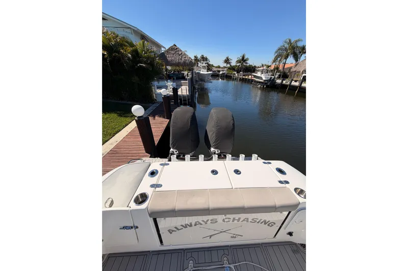  Yacht Photos Pics 2023 Cape Horn 32 XS boat docked in a scenic canal setting.