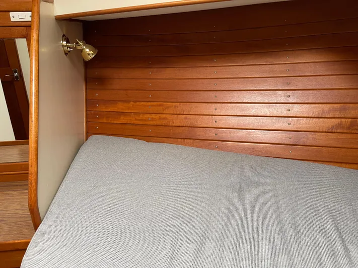  Yacht Photos Pics Cozy wooden cabin interior of 1980 Grand Banks 42 Europa yacht.