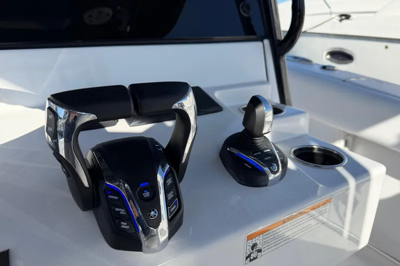  Yacht Photos Pics 2024 Sportsman Open 282TE Center Console controls with joystick and throttle.