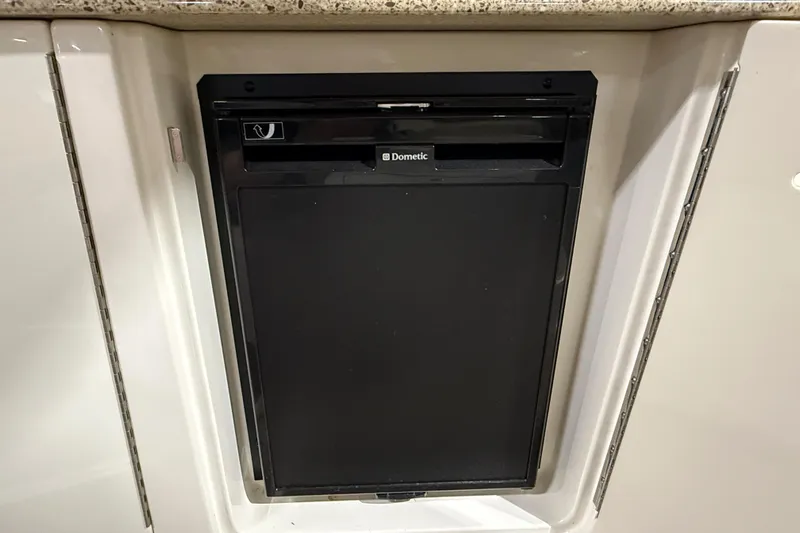  Yacht Photos Pics Dometic refrigerator in 2017 Sea Ray Sundancer 330 yacht interior.