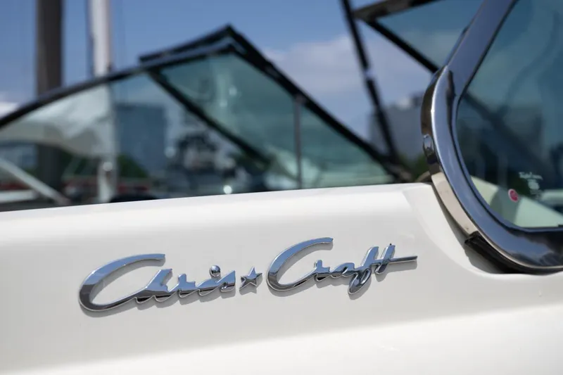 Dunton Yacht Photos Pics 2021 Chris-Craft Launch GT boat with logo, featuring sleek design and modern details.