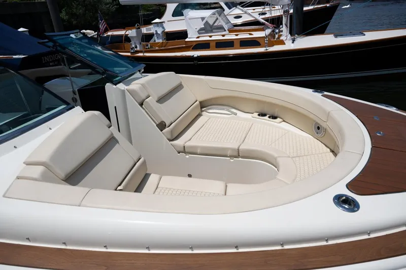 Dunton Yacht Photos Pics 2021 Chris-Craft Launch GT boat with luxurious seating and elegant design.