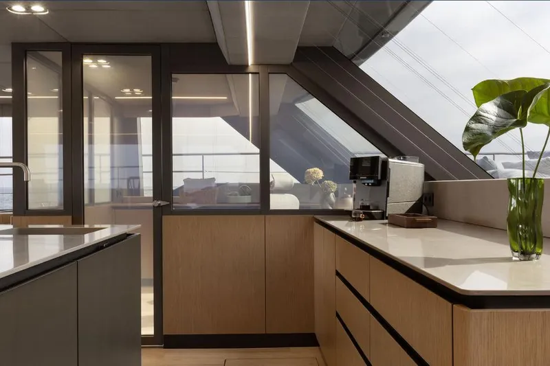  Yacht Photos Pics Luxurious interior of 2025 Sunreef Yachts 80 Eco, featuring modern design and elegant finishes.