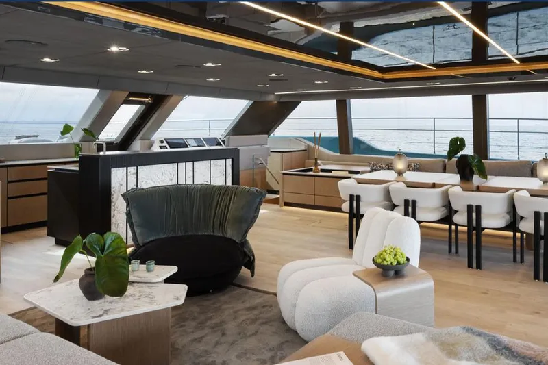 Yacht Photos Pics Luxurious interior of 2025 Sunreef Yachts 80 Eco, featuring modern design and ocean views.
