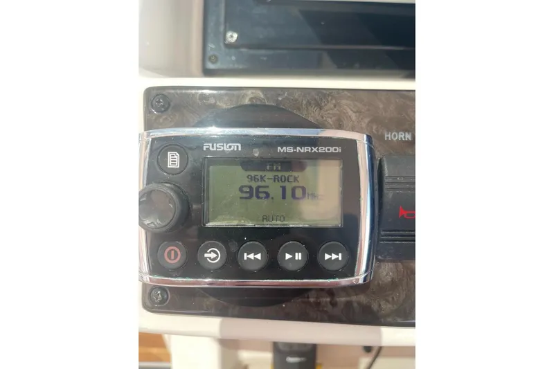  Yacht Photos Pics Fusion MS-NRX200i radio display on 2010 Sea Ray 450 Sundancer, tuned to 96.1 MHz.