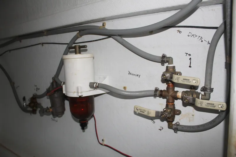 Panta Rhei Yacht Photos Pics Pipes and valves system in a 2012 Custom Roake 50 boat.