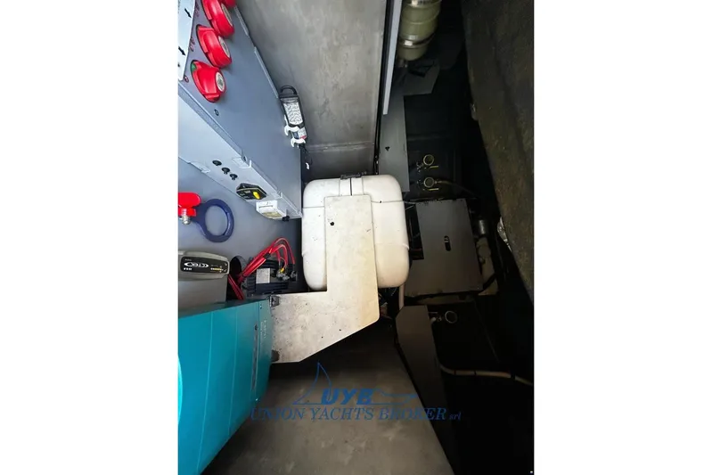  Yacht Photos Pics Engine room of 2015 Cranchi M 44 HT yacht with electrical components.