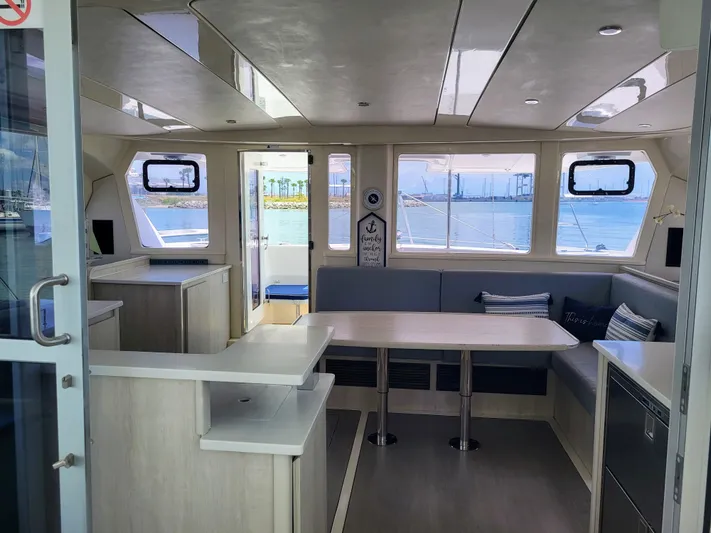 Ohana Yacht Photos Pics Interior of a 2016 Leopard 44 yacht with modern design.