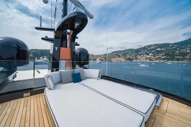  Yacht Photos Pics Luxurious deck of 2023 Benetti Motopanfilo 37M yacht with scenic ocean view.
