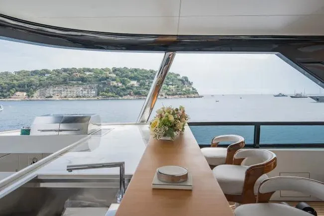  Yacht Photos Pics Luxurious interior of 2023 Benetti Motopanfilo 37M yacht with ocean view.