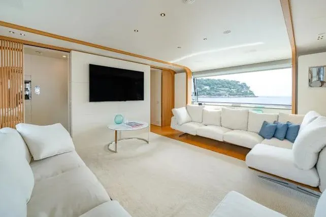  Yacht Photos Pics Luxurious interior of 2023 Benetti Motopanfilo 37M yacht with modern furnishings and ocean view.