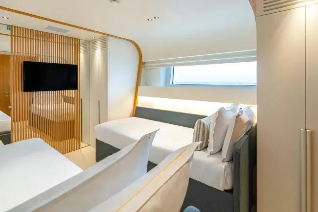  Yacht Photos Pics Luxurious interior of 2023 Benetti Motopanfilo 37M yacht with modern design and cozy seating.