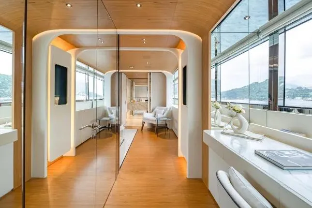  Yacht Photos Pics Luxurious interior of 2023 Benetti Motopanfilo 37M yacht with modern design and panoramic windows.