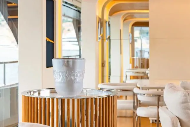  Yacht Photos Pics Luxurious interior of 2023 Benetti Motopanfilo 37M yacht with elegant decor and seating.