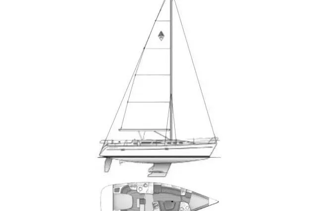 Right Action Yacht Photos Pics Line drawing of a 2008 Catalina 400 MK II sailboat with interior layout.