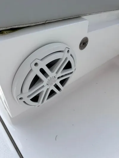 No Name Yacht Photos Pics Close-up of a speaker on a 2016 Intrepid 375 Walkaround boat.
