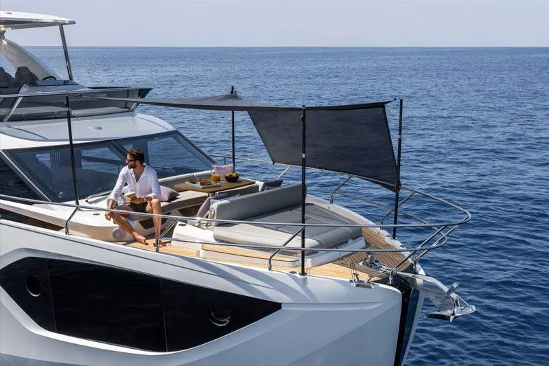 Absolute 52 Fly Yacht Photos Pics Luxury Absolute 52 FLY yacht cruising on open sea, 2025 model.