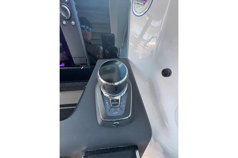  Yacht Photos Pics 2024 Axopar 37 XC CROSS CABIN joystick control panel close-up.