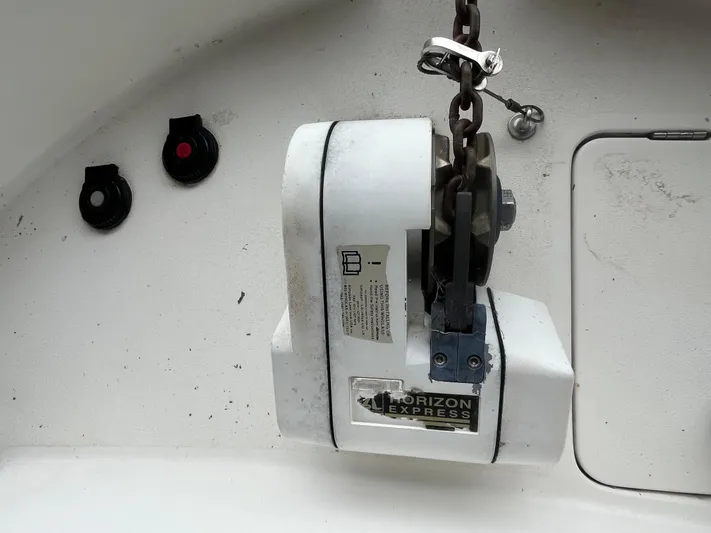  Yacht Photos Pics Windlass system on a 1999 Silverton 392 Aft Cabin boat deck.